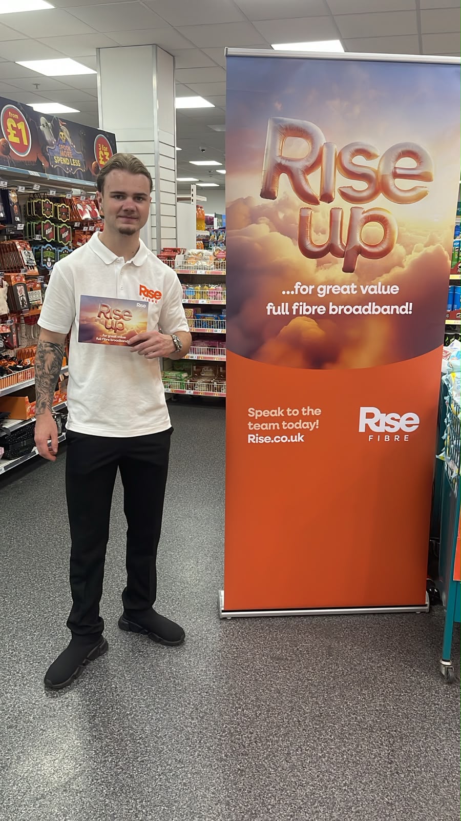 Outsourc3d brand ambassador at an in-store broadband stand